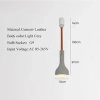 Suspension industrielle cuir & ciment rétro décoratif | Marco Lucetti B-1 / Chaud 3000K / CHINE