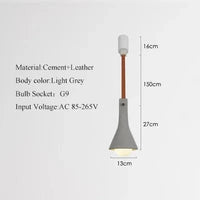 Suspension industrielle cuir & ciment rétro décoratif | Marco Lucetti C-1 / Chaud 3000K / CHINE