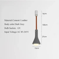 Suspension industrielle cuir & ciment rétro décoratif | Marco Lucetti C-2 / Chaud 3000K / CHINE