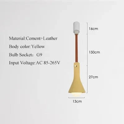 Suspension industrielle cuir & ciment rétro décoratif | Marco Lucetti C-3 / Chaud 3000K / CHINE