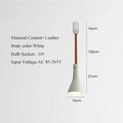 Suspension industrielle cuir & ciment rétro décoratif | Marco Lucetti C- / Chaud 3000K / CHINE