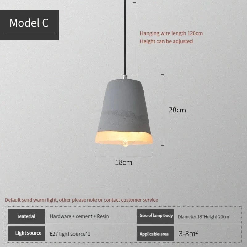 Suspension industrielle en béton au style rétro loft | Marco Lucetti C / AC220V / CHINE