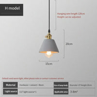 Suspension industrielle en béton au style rétro loft | Marco Lucetti H / AC110V / CHINE