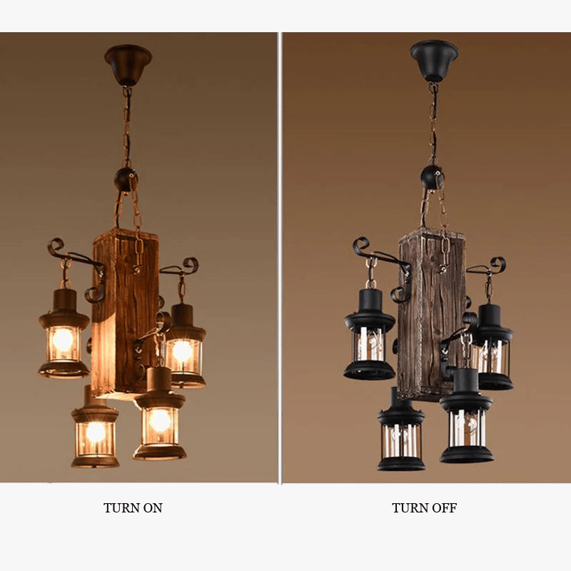 Suspension industrielle en bois et verre - Collection Lumino | Marco Lucetti