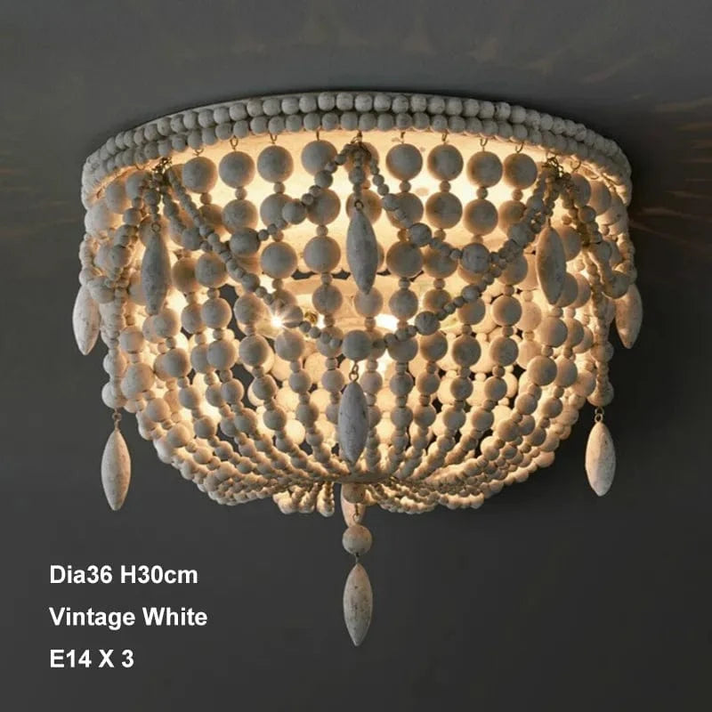 Suspension industrielle en bois style rétro | Marco Lucetti 3 LT Blanc Vintage 1 / Chine