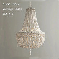 Suspension industrielle en bois style rétro | Marco Lucetti 3 LT Blanc Vintage 2 / Chine