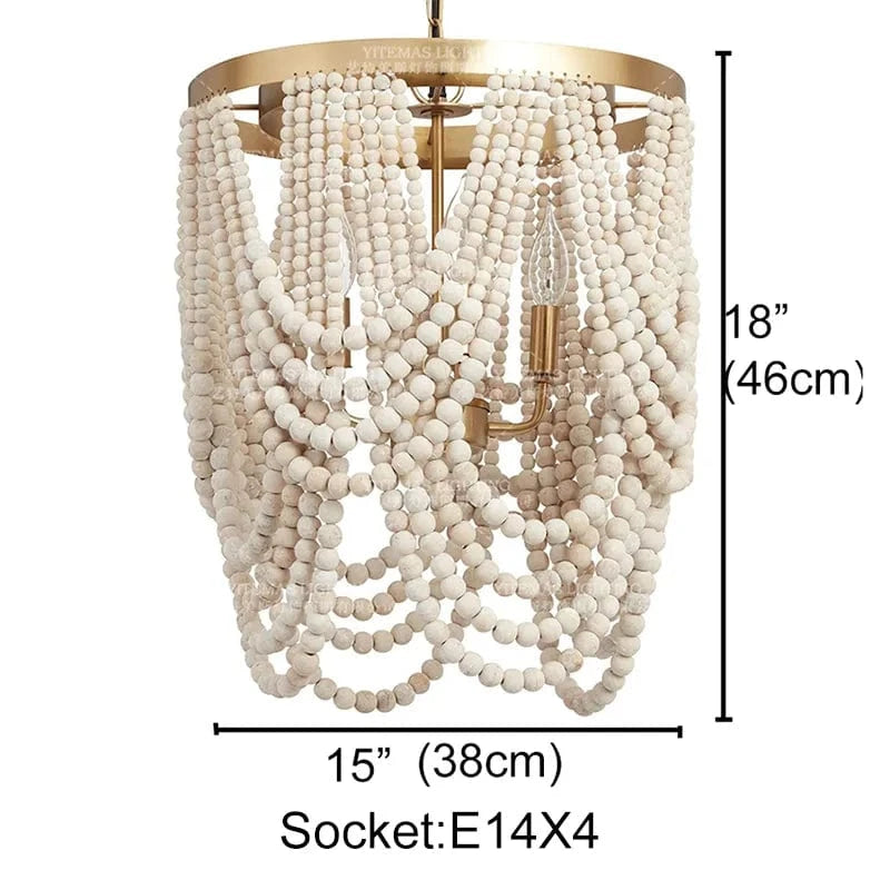 Suspension industrielle en bois style rétro | Marco Lucetti 4LT Blanc Vintage / Chine