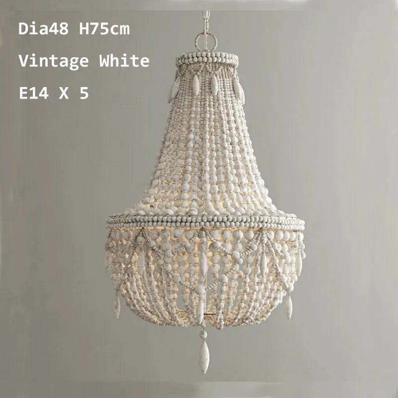 Suspension industrielle en bois style rétro | Marco Lucetti 5 LT Blanc Vintage 2 / Chine