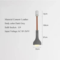 Suspension industrielle en cuir et ciment style rétro pour bar - Urban Vibe | Marco Lucetti B-2 / Chaud 3000K / CHINE