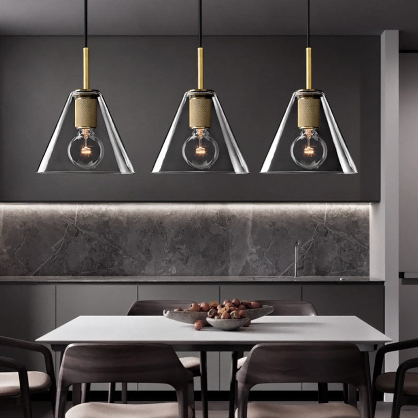 Suspension industrielle Haivy en verre et métal doré | Marco Lucetti