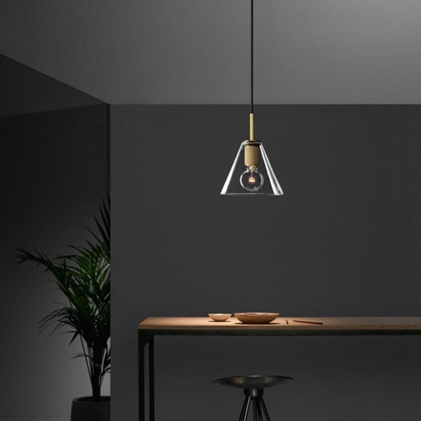 Suspension industrielle Haivy en verre et métal doré | Marco Lucetti