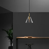 Suspension industrielle Haivy en verre et métal doré | Marco Lucetti