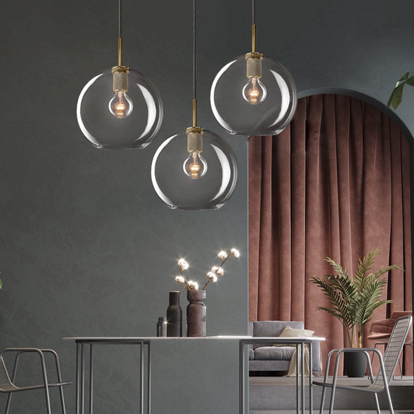 Suspension industrielle Haivy en verre et métal doré | Marco Lucetti