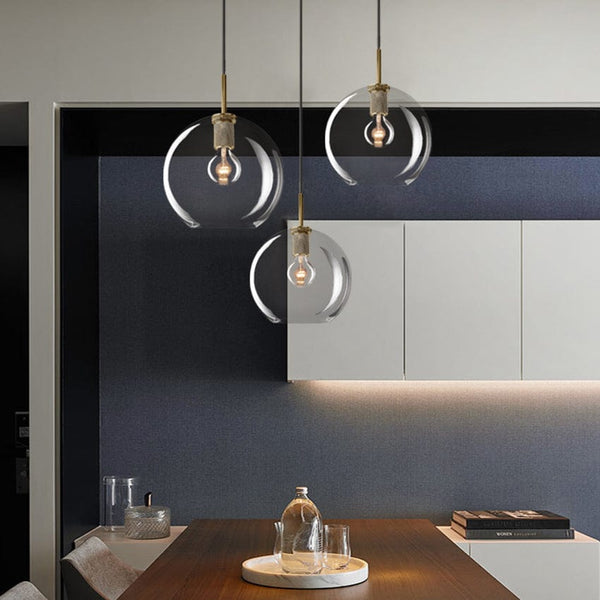 Suspension industrielle Haivy en verre et métal doré | Marco Lucetti
