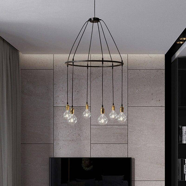 Suspension industrielle LED - style rétro, plusieurs ampoules | Marco Lucetti