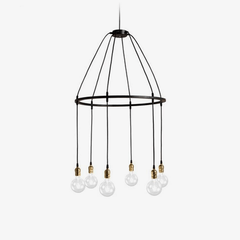 Suspension industrielle LED - style rétro, plusieurs ampoules | Marco Lucetti