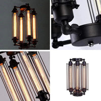 Suspension industrielle Loft 8 têtes Steampunk Américain - Café Salle à Manger - Chaîne de Fer - Vintage | Marco Lucetti