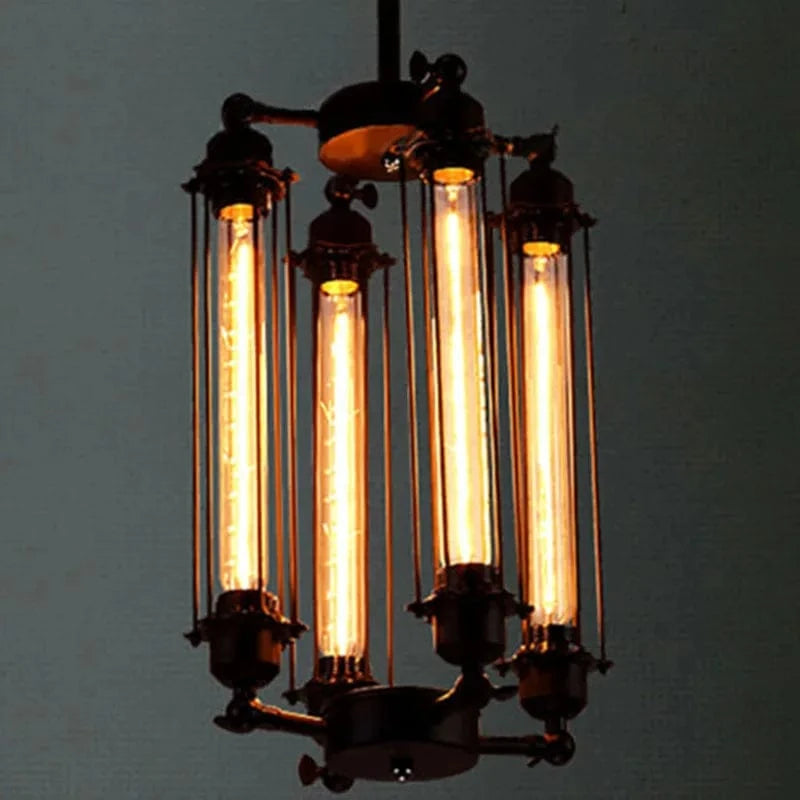 Suspension industrielle Loft 8 têtes Steampunk Américain - Café Salle à Manger - Chaîne de Fer - Vintage | Marco Lucetti