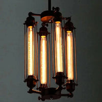 Suspension industrielle Loft 8 têtes Steampunk Américain - Café Salle à Manger - Chaîne de Fer - Vintage | Marco Lucetti A