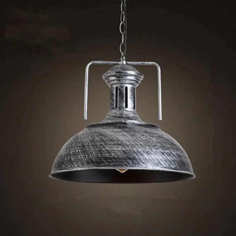 Suspension industrielle Loft Vintage E27 - Style Urbain | Marco Lucetti Argent ancien / Diamètre 415mm / Blanc chaud