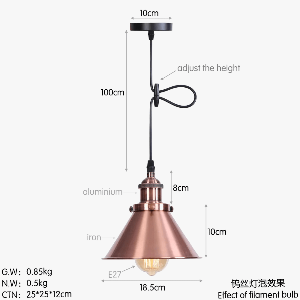 Suspension Industrielle Vintage avec Abat-jour en Fer | Marco Lucetti