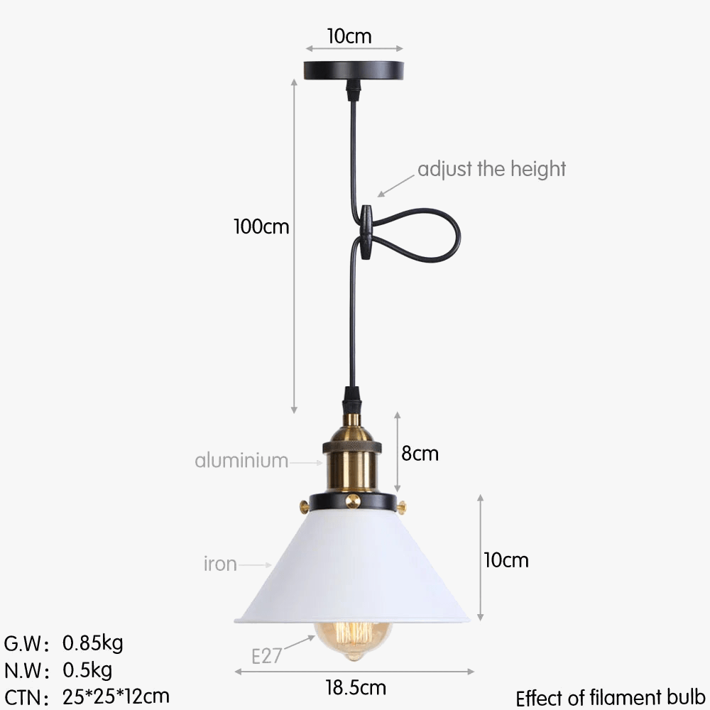 Suspension Industrielle Vintage avec Abat-jour en Fer | Marco Lucetti