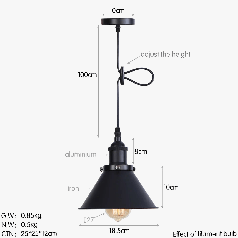 Suspension Industrielle Vintage avec Abat-jour en Fer | Marco Lucetti