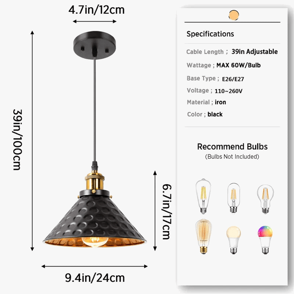 Suspension industrielle Vintage en Fer Noir - Idéale pour Loft | Marco Lucetti