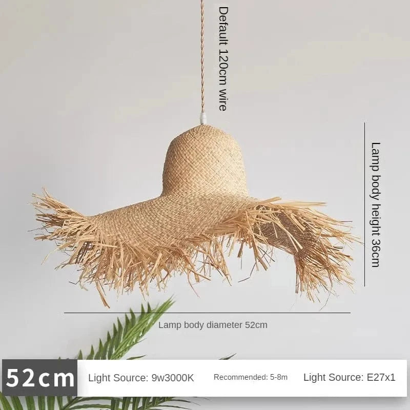 Suspension japonaise artisanale en forme de chapeau de paille vintage | Marco Lucetti D52cm