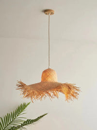Suspension japonaise artisanale en forme de chapeau de paille vintage | Marco Lucetti D52cm