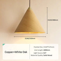 Suspension Japonaise Conique en Noyer Noir | Marco Lucetti Chêne blanc / D240xH220MM