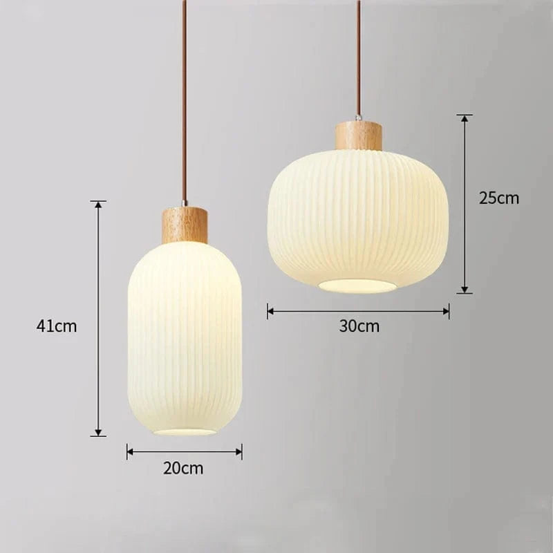 Suspension japonaise en bois et verre - Élégance authentique | Marco Lucetti