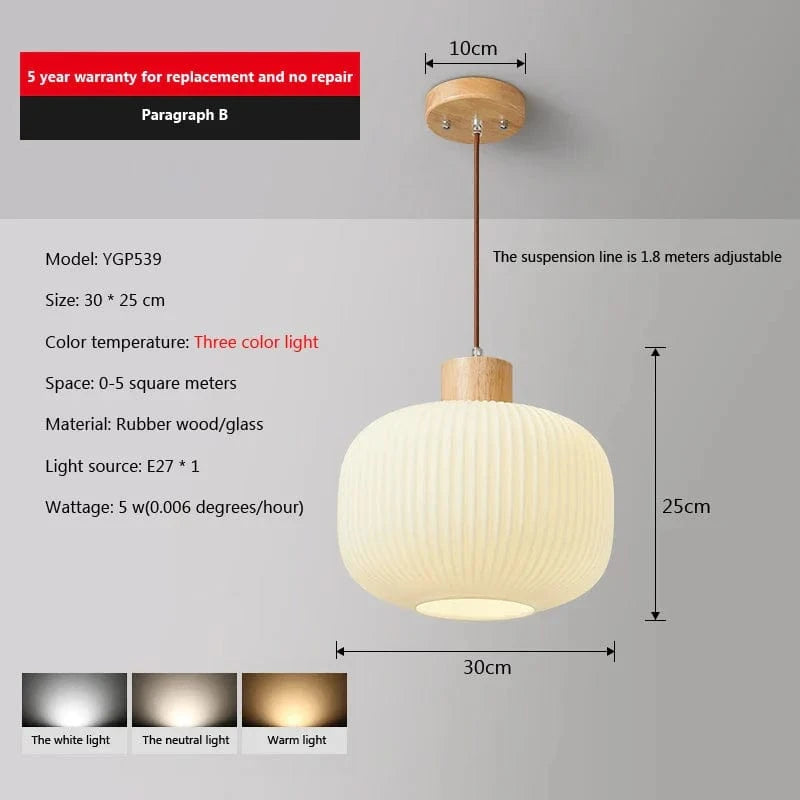Suspension japonaise en bois et verre - Élégance authentique | Marco Lucetti Style-A / Blanc chaud