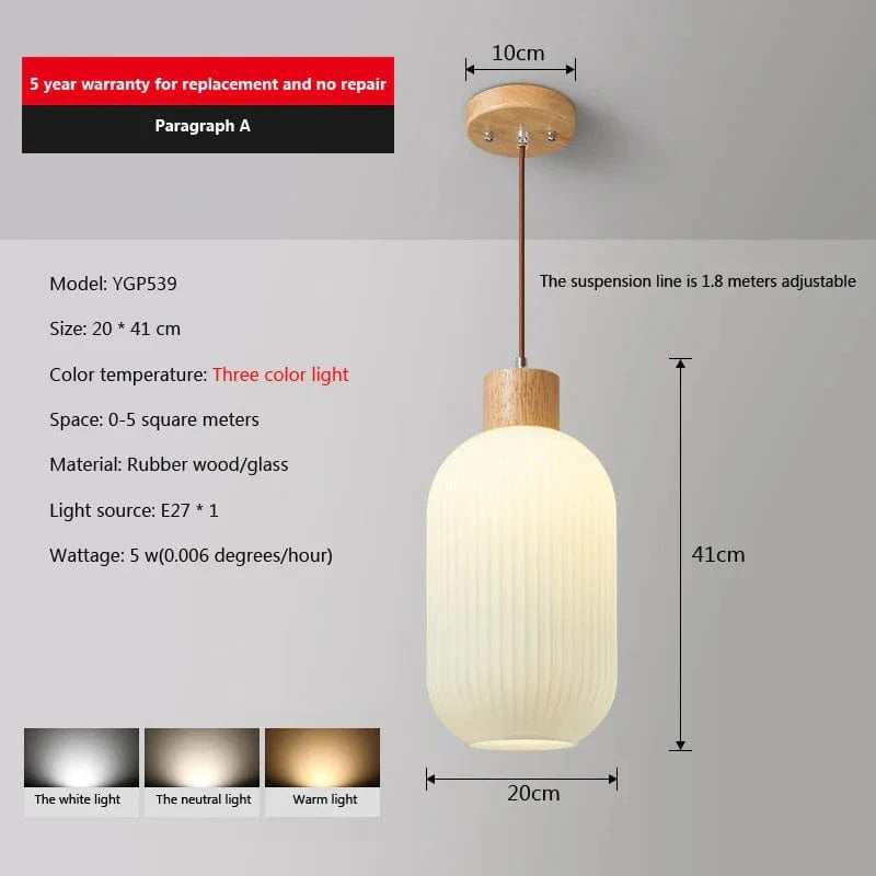 Suspension japonaise en bois et verre - Élégance authentique | Marco Lucetti Style-B / Blanc chaud