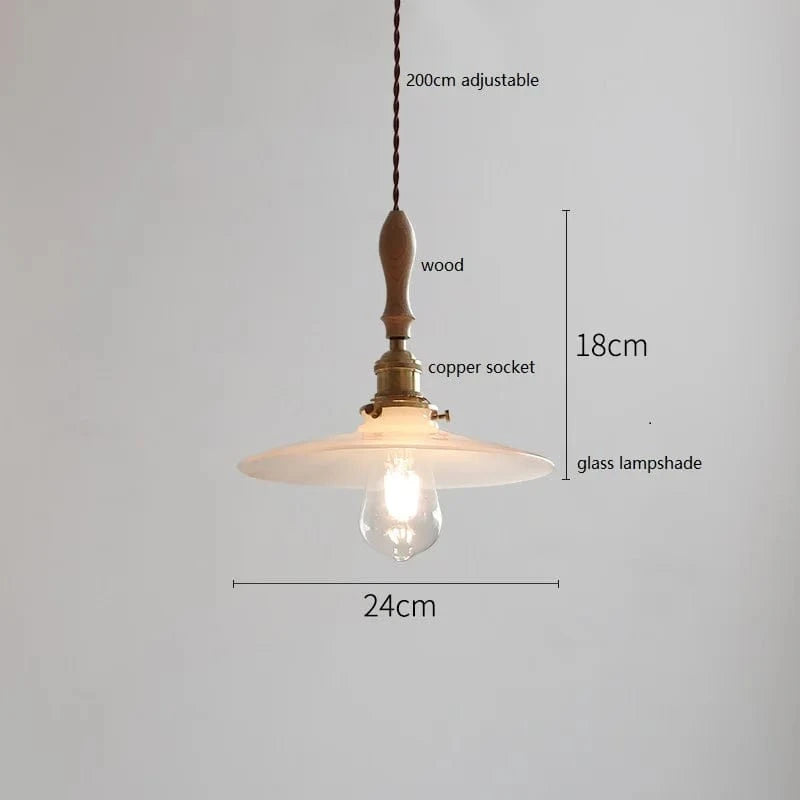 Suspension japonaise en céramique et bois de frêne vintage | Marco Lucetti Blanc / 4W (Max100W)