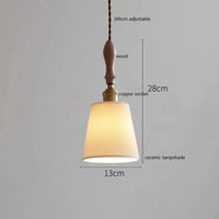 Suspension japonaise en céramique et bois de frêne vintage | Marco Lucetti Céramique 12 / 4W (Max100W)