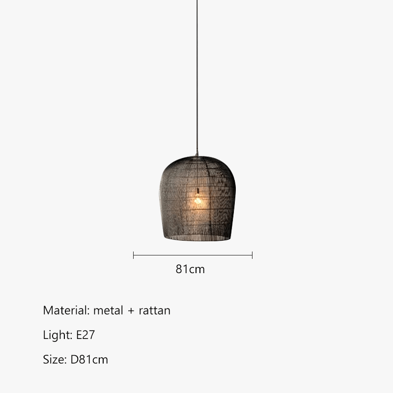 Suspension japonaise en rotin wabi-sabi avec éclairage LED | Marco Lucetti