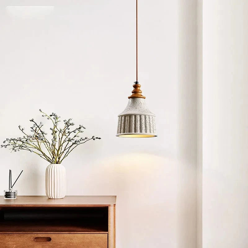 Suspension Japonaise Minimaliste Wabi-Sabi en Béton pour Chambre à Coucher Chevet E27 LED, Salon, Canapé, Allée, Restaurant et Bar | Marco Lucetti