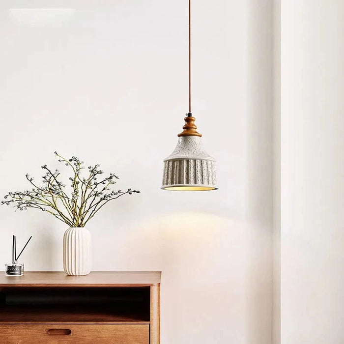 Suspension Japonaise Minimaliste Wabi-Sabi en Béton pour Chambre à Coucher Chevet E27 LED, Salon, Canapé, Allée, Restaurant et Bar | Marco Lucetti