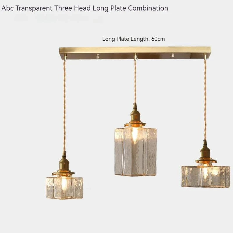 Suspension japonaise vintage en verre et laiton LED | Marco Lucetti Transparent-ABC 1 / Blanc froid