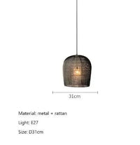 Suspension japonaise Wabi Sabi en rotin artisanal | Marco Lucetti Noir D31cm / Blanc froid