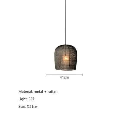 Suspension japonaise Wabi Sabi en rotin artisanal | Marco Lucetti Noir D41cm / Blanc froid