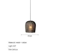 Suspension japonaise Wabi Sabi en rotin artisanal | Marco Lucetti Noir D41cm / Blanc froid