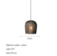 Suspension japonaise Wabi Sabi en rotin artisanal | Marco Lucetti Noir D51cm / Blanc froid