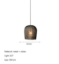 Suspension japonaise Wabi Sabi en rotin artisanal | Marco Lucetti Noir D61cm / Blanc froid