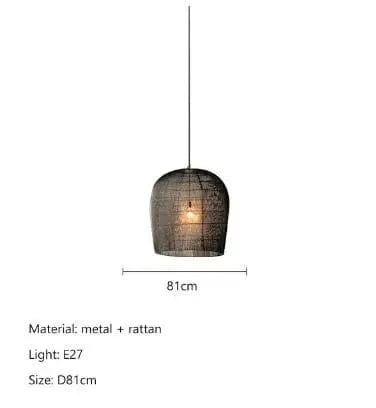 Suspension japonaise Wabi Sabi en rotin artisanal | Marco Lucetti Noir D81cm / Blanc froid