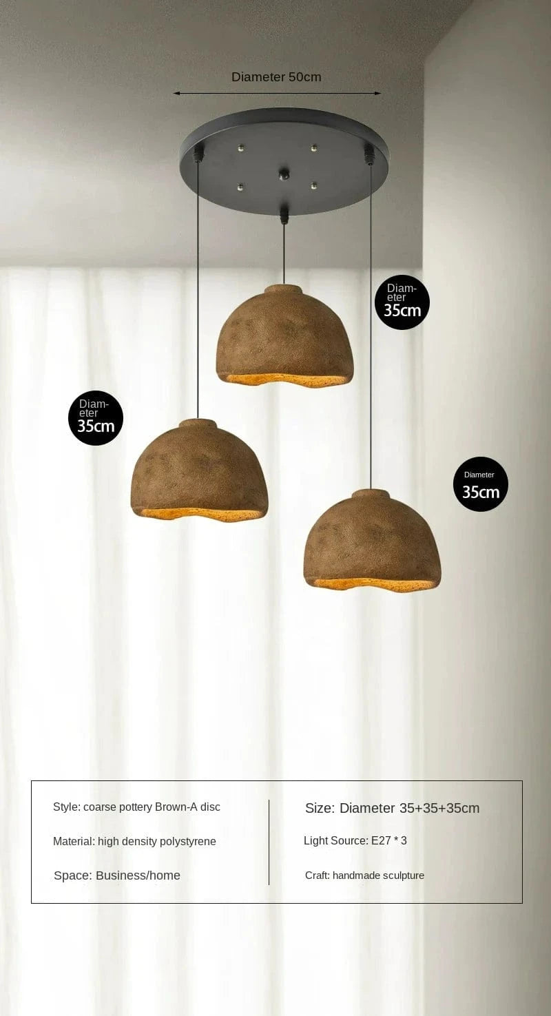 Suspension japonaise Wabi-sabi pour une ambiance nordique moderne | Marco Lucetti C-Marron-D35cm / Blanc froid, pas de télécommande