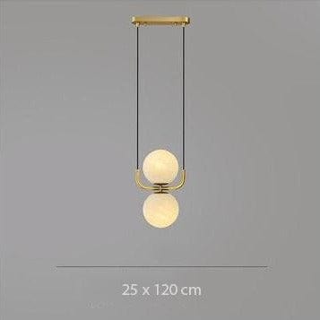 Suspension Katneep en verre et tuyau doré | Marco Lucetti Deux globes / Froide