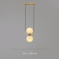 Suspension Katneep en verre et tuyau doré | Marco Lucetti Deux globes / Froide