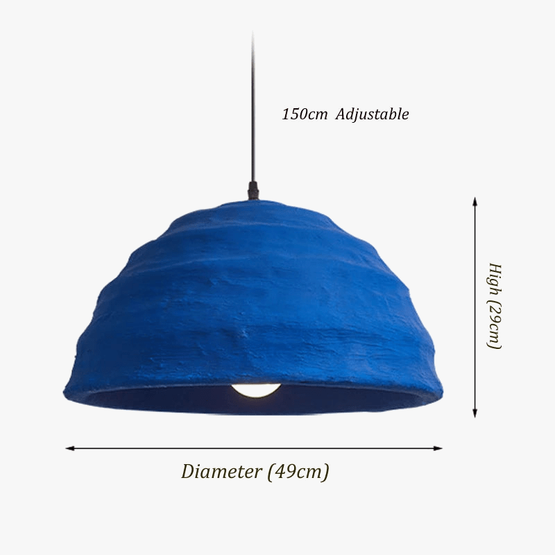 Suspension Klein bleu pour table à manger de 49 CM - Idéale pour la chambre d'enfants et le chevet - Suspension Wabi Sabi pour la maison et le séjour - Éclairage suspendu | Marco Lucetti